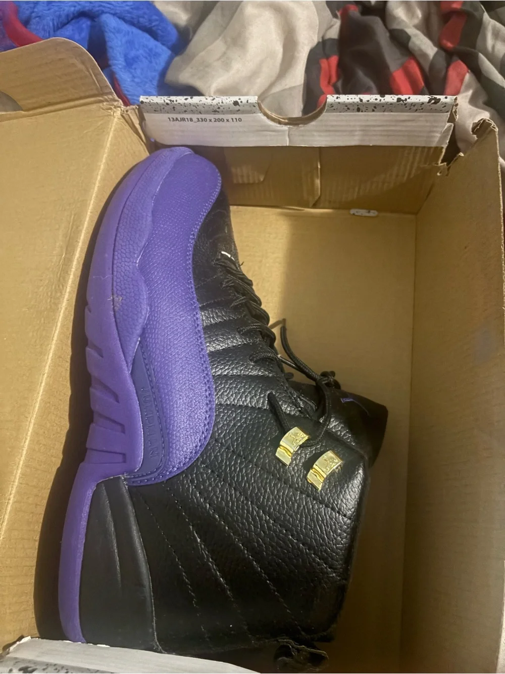 Jordan Men's Black and Purple High-Top Sneakers
